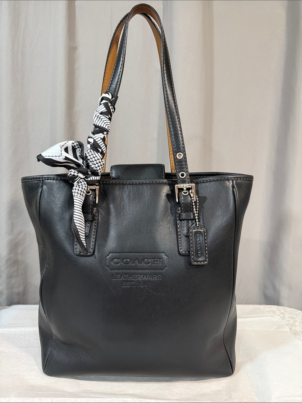 Vintage Coach Black Leather Tote
